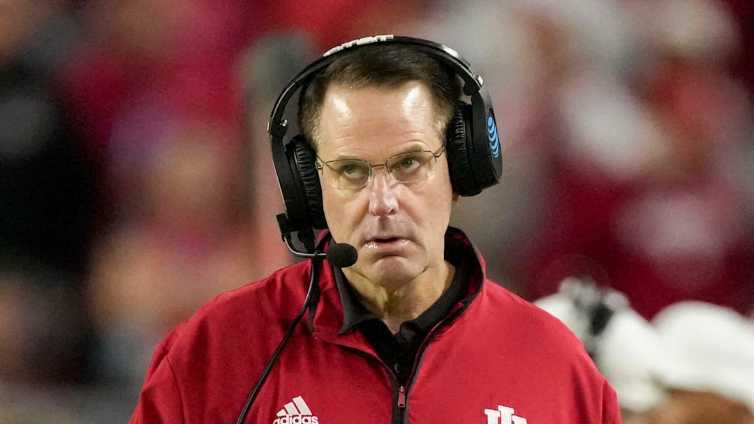 Indiana Hoosiers head coach Curt Cignetti walks the sideline Monday, Jan. 19, 2026, during the College Football Playoff National Championship college football game against the Miami (FL) Hurricanes at Hard Rock Stadium in Miami Gardens.