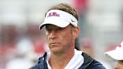 Oct. 25, 2025; Norman, Oklahoma, USA;  Ole Miss Rebels head coach Lane Kiffin before the game against the Oklahoma Sooners at Gaylord Family-Oklahoma Memorial Stadium.