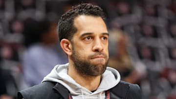 Atlanta Hawks general manager Landry Fields looks on against the Boston Celtics.