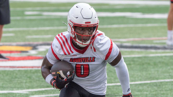 University of Louisville Chris Bell (0) runs a drill during their second practice on Friday, Aug. 2, 2024 at L&N Federal Credit Union Stadium.