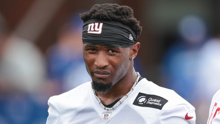 Jul 24, 2024; East Rutherford, NJ, USA; New York Giants safety Tyler Nubin (31) during training camp at Quest Diagnostics Training Facility.  