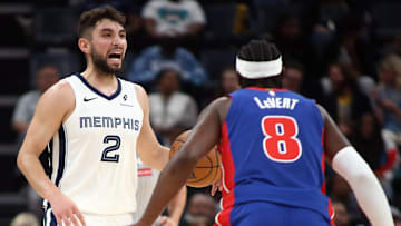 Oct 6, 2025; Memphis, Tennessee, USA; Memphis Grizzlies guard Ty Jerome (2) dribbles during the fourth quarter against the Detroit Pistons at FedExForum. Mandatory Credit: Petre Thomas-Imagn Images