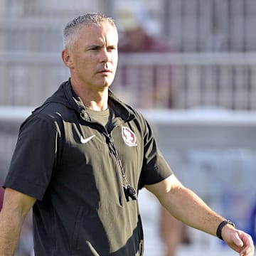 Sep 2, 2024; Tallahassee, Florida, USA; Florida State Seminoles head coach Mike Norvell before the game against the Boston College Eagles at Doak S. Campbell Stadium. Mandatory Credit: Melina Myers-USA TODAY Sports