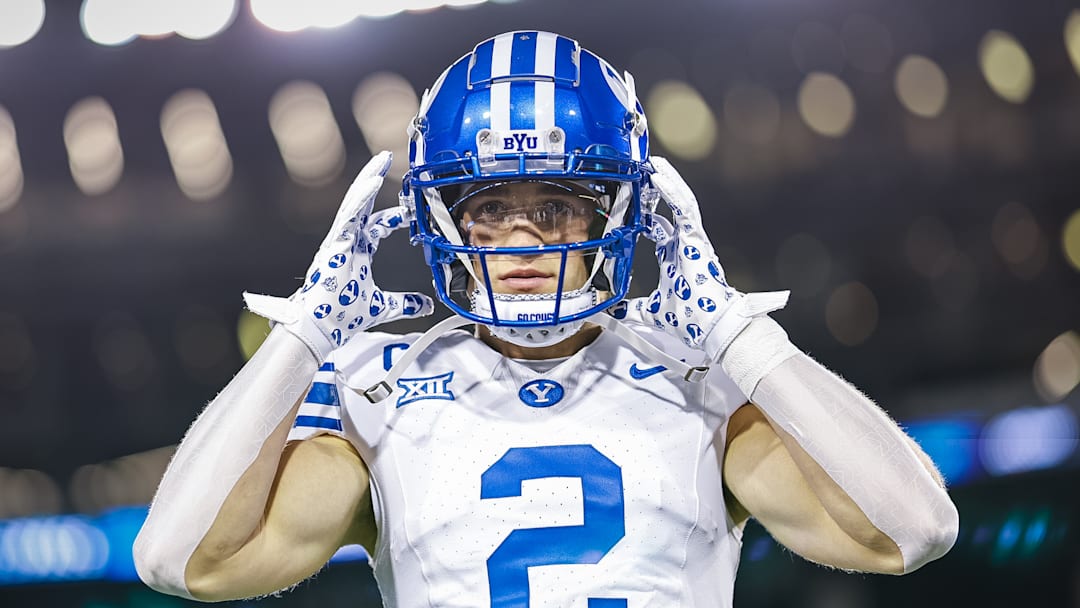 BYU wide receiver Chase Roberts warms up for the Cincinnati game BYU wide receiver Chase Roberts warms up for the Cincinnati game