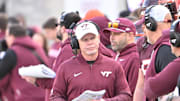 Nov 1, 2025; Blacksburg, Va.; Virginia Tech head coach Phillip Montgomery during the third quarter at Lane Stadium.