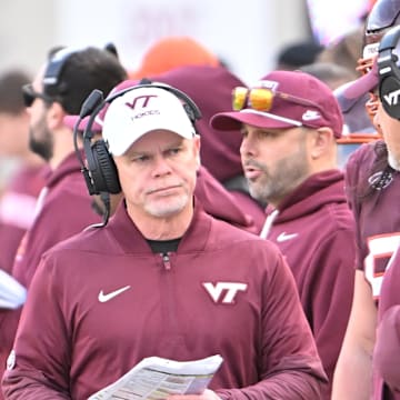 Nov 1, 2025; Blacksburg, Va.; Virginia Tech head coach Phillip Montgomery during the third quarter at Lane Stadium.