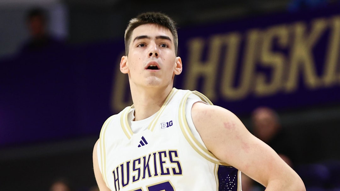 Washington forward Nikola Dzepina looks on after a three-point shot against Southern Utah.