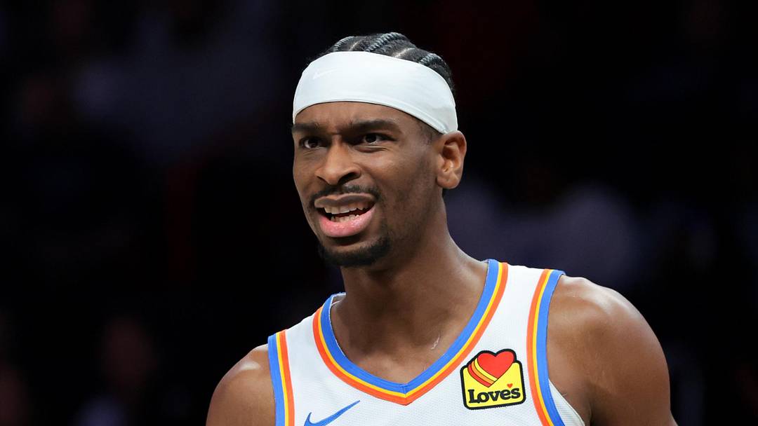 Jan 17, 2026; Miami, Florida, USA; Oklahoma City Thunder guard Shai Gilgeous-Alexander (2) reacts against the Miami Heat during the first quarter at Kaseya Center. Mandatory Credit: Sam Navarro-Imagn Images