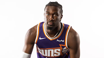 Sep 24, 2025; Phoenix, AZ, USA; Phoenix Suns center Mark Williams (15) poses for portrait during Media Day at PHX Arena. Mandatory Credit: Mark J. Rebilas-Imagn Images