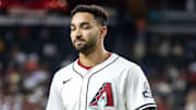 Sep 16, 2025; Phoenix, Arizona, USA; Arizona Diamondbacks infielder Jordan Lawlar against the San Francisco Giants at Chase Field. Mandatory Credit: Mark J. Rebilas-Imagn Images