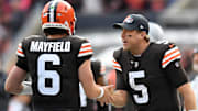 Baker Mayfield and Case Keenum