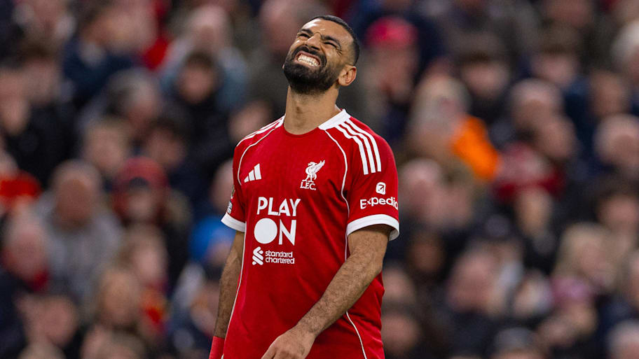 Mohamed Salah looking pained.