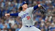 Oct 31, 2025; Toronto, Ontario, CAN; Los Angeles Dodgers pitcher Tyler Glasnow (31) throws a pitch in the ninth inning for game six of the 2025 MLB World Series at Rogers Centre. Mandatory Credit: Nick Turchiaro-Imagn Images