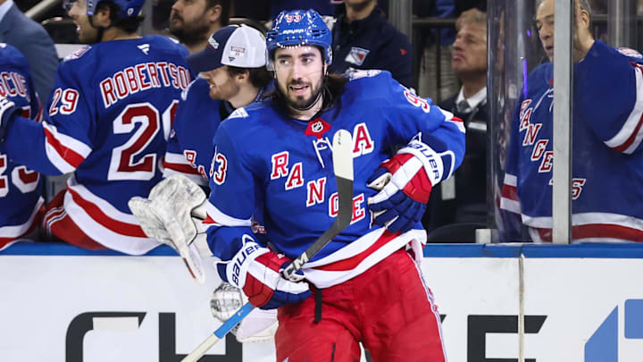 Mar 31, 2026; New York, New York, USA;  New York Rangers center Mika Zibanejad (93) at Madison Square Garden. Mandatory Credit: Wendell Cruz-Imagn Images