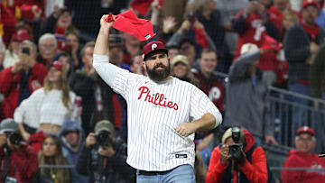 Eagles legend Jason Kelce has a new connection to the Phillies with his own autographed baseball card