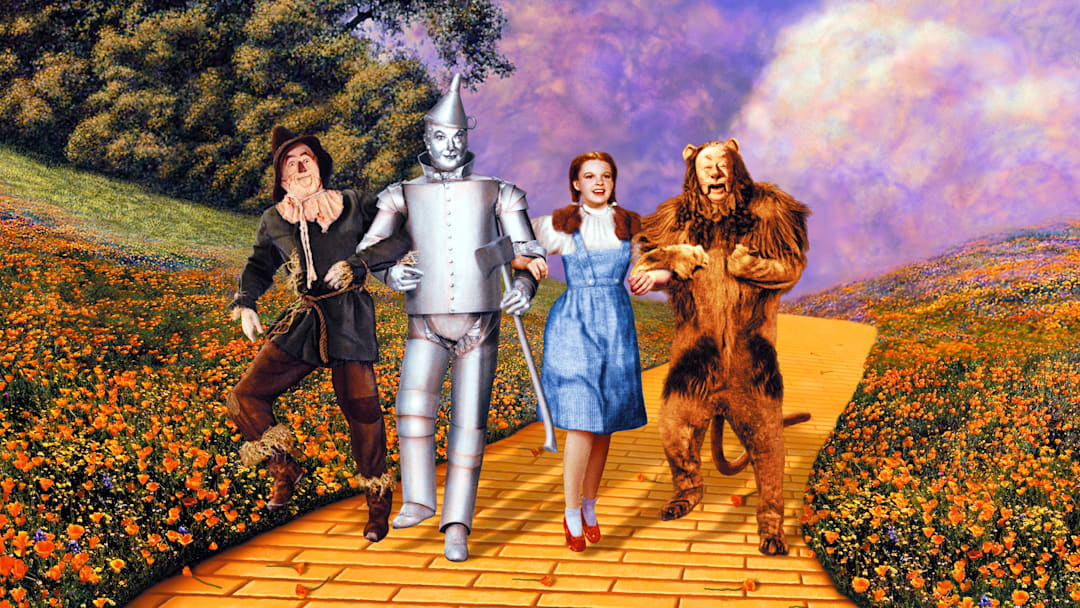 Ray Bolger, Jack Haley, Judy Garland, and Bert Lahr in 'The Wizard of Oz'. Ray Bolger, Jack Haley, Judy Garland, and Bert Lahr in 'The Wizard of Oz'.