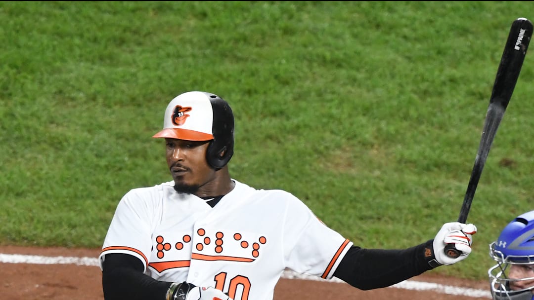 Adam Jones takes a swing in 2018