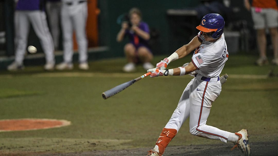 Clemson sophomore Cam Cannarella (10) hits a home run against Coastal Carolina University Clemson sophomore Cam Cannarella (10) hits a home run against Coastal Carolina University