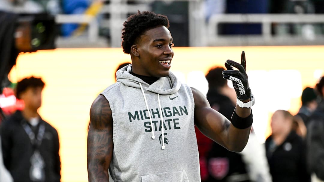 Michigan State's Nick Marsh smiles while warming up before the game against Michigan on Saturday, Oct. 25, 2025, at Spartan Stadium in East Lansing. Michigan State's Nick Marsh smiles while warming up before the game against Michigan on Saturday, Oct. 25, 2025, at Spartan Stadium in East Lansing.