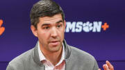 Clemson Director of Athletics Graham Neff speaks in the Smart Family Media Center at the Smart Family Media Center at the Poe Indoor Practice Facility in Clemson, S.C. Tuesday, Nov 21, 2023.