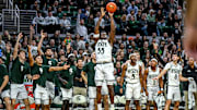 Michigan State's Coen Carr makes a 3-pointer against Florida Atlantic during the second half on Saturday, Dec. 21, 2024, in East Lansing.