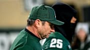 Michigan State's head coach Jonathan Smith leaves the field after the Spartans loss to Michigan on Saturday, Oct. 25, 2025, at Spartan Stadium in East Lansing.