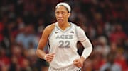 Aces forward A'ja Wilson during her WNBA record-breaking game against the Indiana Fever.