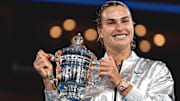 Aryna Sabalenka celebrates her win over Amanda Anisimova in the U.S. Open final.
