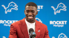 Lions first-round NFL draft pick Terrion Arnold speaks at the introductory press conference.