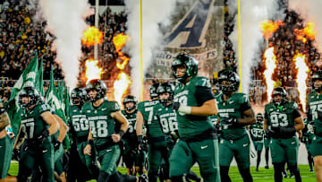 Michigan State takes the field before the game against Michigan on Saturday, Oct. 25, 2025, at Spartan Stadium in East Lansing.