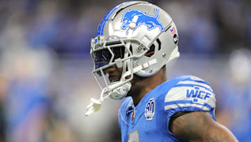 Lions safety C.J. Gardner-Johnson during warmups before the NFC wild-card game vs. the Rams at Ford Field on Sunday, Jan. 14, 2024.