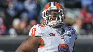 Clemson linebacker Barrett Carter smiles after recovering a fumble against Kentucky during the fourth quarter of the TaxSlayer Gator Bowl at EverBank Stadium in Jacksonville , Florida, Friday, December 29, 2023. Clemson won 38-35.