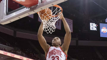 Ohio State Buckeyes forward Zed Key dunks.