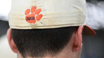 Clemson sophomore pitcher Davis Sharpe wears his hat with \"Omaha\" on the back, during batting practice at the first official team Spring practice at Doug Kingsmore Stadium in Clemson Friday, January 24, 2020