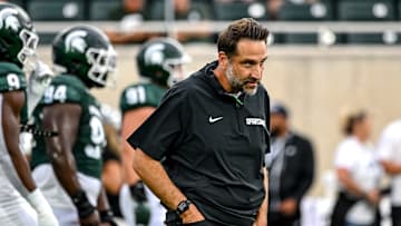 Michigan State defensive coordinator Joe Rossi looks on before the game against Florida Atlantic on Friday, Aug. 30, 2024, at Spartan Stadium in East Lansing.
