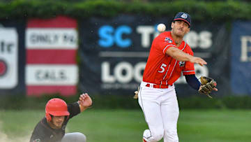 Otto Kemp tries to turn a double play for the Rox during the Northwoods League championship game against the Traverse City Pit Spitters Friday, Aug. 20, 2021, at Joe Faber Field in St. Cloud.

Rox Edits 9