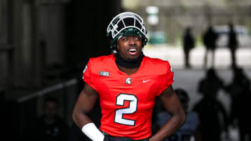 Michigan State quarterback Aidan Chiles takes the field during the Spring Showcase on Saturday, April 20, 2024, at Spartan Stadium in East Lansing.