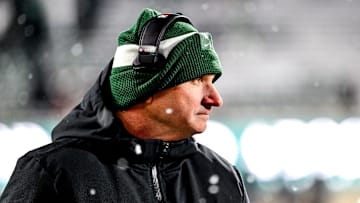 Michigan State's head coach Jonathan Smith looks on from the sideline during the third quarter in the game against Rutgers on Saturday, Nov. 30, 2024, at Spartan Stadium in East Lansing.