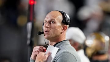 Vanderbilt coach Clark Lea watches his team face Kentucky during the third quarter at FirstBank Stadium in Nashville, Tenn., Saturday, Nov. 22, 2025.