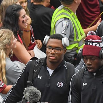 South Carolina quarterback LaNorris Sellers during Gamecock Walk outside of Williams-Brice Stadium in Columbia, S.C. Saturday, September 14, 2024.