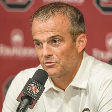 South Carolina Head Coach Shane Beamer after the game with LSU at Williams-Brice Stadium in Columbia, S.C. Saturday, September 14, 2024.