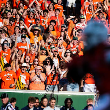 Colorado State fans cheer as Tory Horton returns a punt for a touchdown during a game against Northern Colorado.