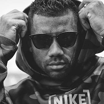 Sports Illustrated photographed Giants quarterback Russell Wilson along the Brooklyn Heights Promenade in New York.
