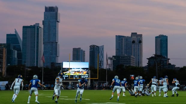 Anderson and McCallum High School play in the annual Taco Shack Bowl game at House Park, Aug. 24, 2023 in Austin.