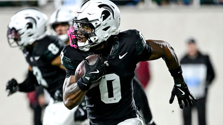 Michigan State's Alante Brown returns a punt for a big gain against Boston College during the second quarter on Saturday, Sept. 6, 2025, at Spartan Stadium in East Lansing.