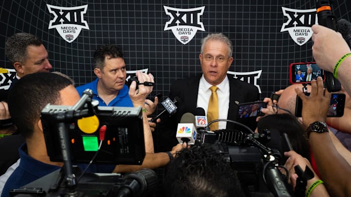 University of Central Florida Head Coach Gus Malzahn speaks with the press after his press conference on the second day of Big 12 Media Days in AT&T Stadium in Arlington, Texas, July 13, 2023.