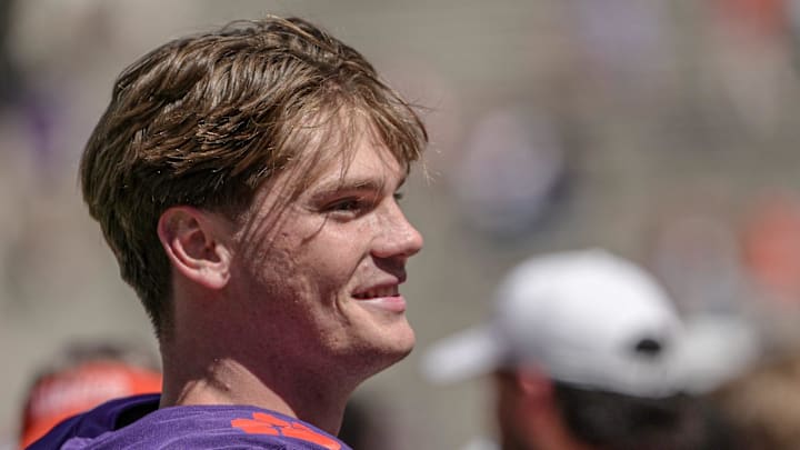 Clemson quarterback Christopher Vizzina (17) during the fourth quarter at the annnual Clemson Orange and White spring game at Memorial Stadium in Clemson, South Carolina Saturday, March 28, 2026.