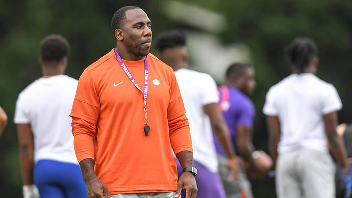 Clemson running backs coach CJ Spiller leads running backs during Dabo Swinney Football Camp 2021 day one in Clemson Wednesday, June 2, 2021.

Dabo Swinney Football Camp 2021 Day One