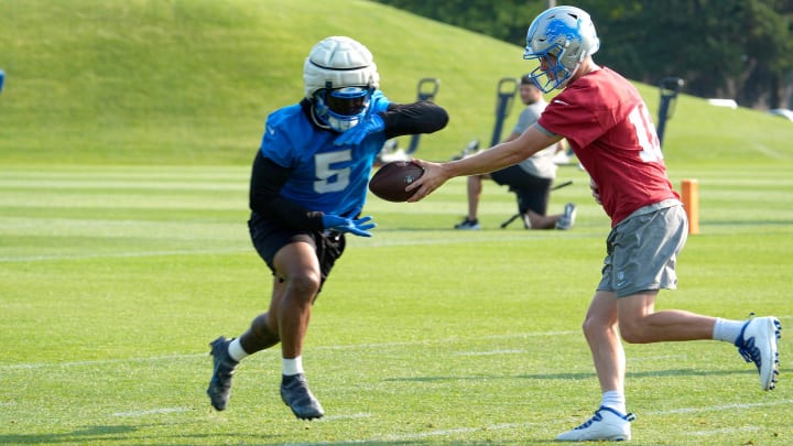 Detroit Lions quarterback Jared Goff and running back David Montgomery.