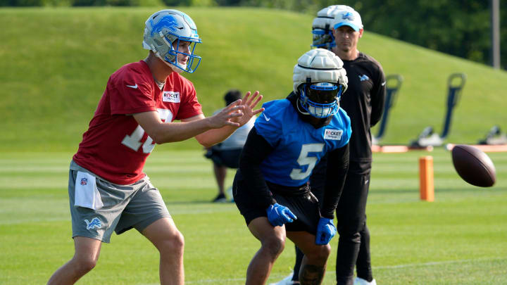 Detroit Lions quarterback Jared Goff and running back David Montgomery.